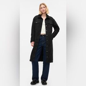 Gap Longline Icon Denim Sherpa Lined Coat NWT XL Fall Winter Cozy Cabincore